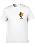 Giraffe Pocket Graphic Tee - Black Cotton Shirt