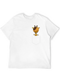 Giraffe Pocket Graphic Tee - Black Cotton Shirt