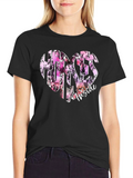 Horses Inside Heart Graphic Black T-Shirt