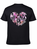 Horses Inside Heart Graphic Black T-Shirt