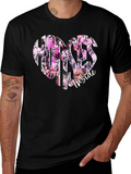 Horses Inside Heart Graphic Black T-Shirt
