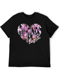 Horses Inside Heart Graphic Black T-Shirt