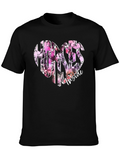 Horses Inside Heart Graphic Black T-Shirt