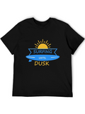 Surfing Until Dusk Graphic T-Shirt - Black