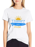 Surfing Until Dusk Graphic T-Shirt - Black