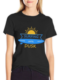 Surfing Until Dusk Graphic T-Shirt - Black