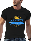 Surfing Until Dusk Graphic T-Shirt - Black