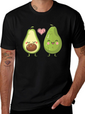 Cute Avocado Couple Black T-Shirt