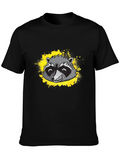 Raccoon Graphic Tee - Black Cotton T-Shirt