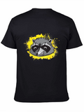 Raccoon Graphic Tee - Black Cotton T-Shirt
