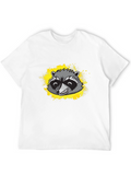 Raccoon Graphic Tee - Black Cotton T-Shirt