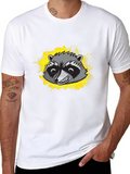Raccoon Graphic Tee - Black Cotton T-Shirt