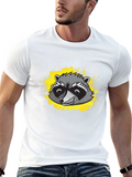 Raccoon Graphic Tee - Black Cotton T-Shirt