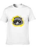 Raccoon Graphic Tee - Black Cotton T-Shirt