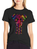 Elephant Mandala Black T-Shirt - Unique Design