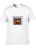 Cozy Fireplace Graphic T-Shirt - Black