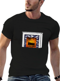 Cozy Fireplace Graphic T-Shirt - Black