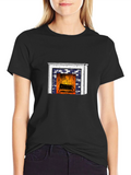 Cozy Fireplace Graphic T-Shirt - Black