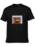 Cozy Fireplace Graphic T-Shirt - Black