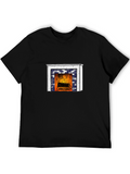Cozy Fireplace Graphic T-Shirt - Black