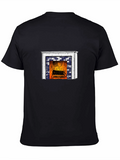 Cozy Fireplace Graphic T-Shirt - Black