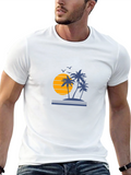 Sunset Palm Tree Graphic Black T-Shirt