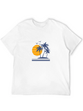 Sunset Palm Tree Graphic Black T-Shirt