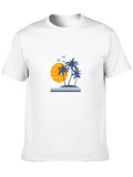 Sunset Palm Tree Graphic Black T-Shirt