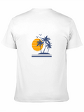 Sunset Palm Tree Graphic Black T-Shirt
