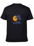 Sunset Palm Tree Graphic Black T-Shirt