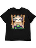 Gamer Sloth Graphic T-Shirt