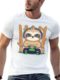 Gamer Sloth Graphic T-Shirt