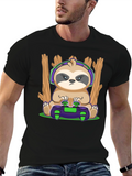 Gamer Sloth Graphic T-Shirt