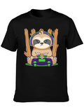 Gamer Sloth Graphic T-Shirt
