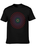 Geometric Dot Pattern Black T-Shirt