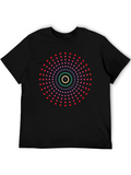 Geometric Dot Pattern Black T-Shirt