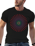 Geometric Dot Pattern Black T-Shirt