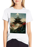 Japanese Temple Print Black T-Shirt