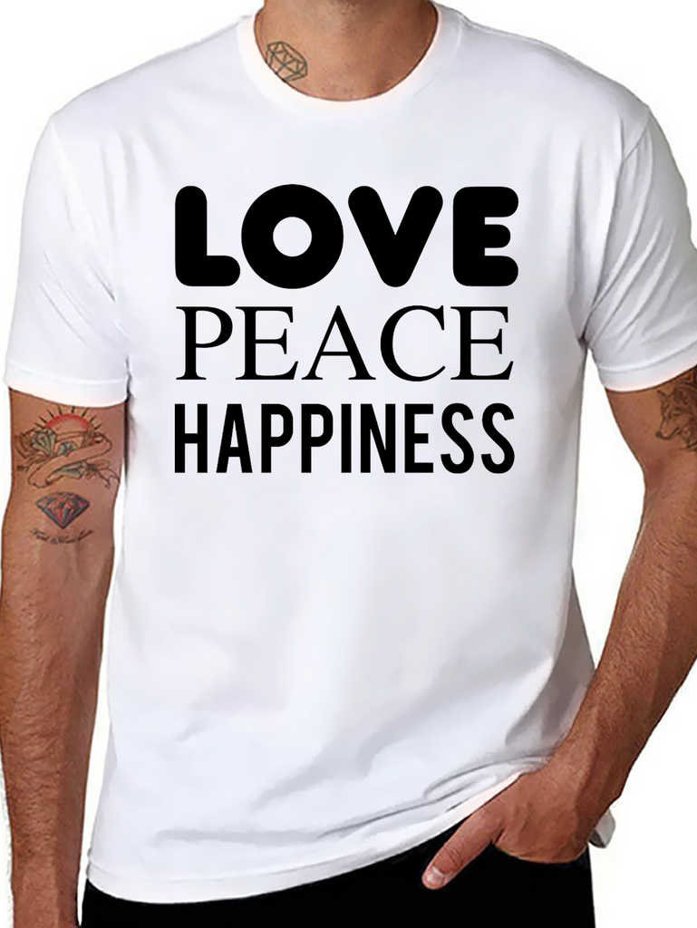 Love Peace Happiness Black Graphic Tee