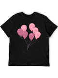 Balloon Graphic Tee - Black Cotton T-Shirt