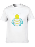 Cute Cartoon Bee Graphic Black T-Shirt