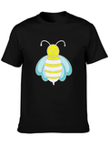 Cute Cartoon Bee Graphic Black T-Shirt