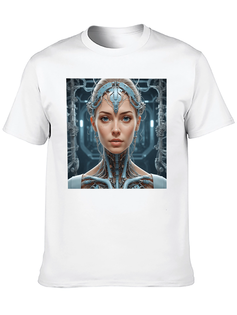 Cyborg Woman Graphic Print Black T-Shirt