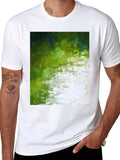 Abstract Green Graphic Print Crewneck T-Shirt