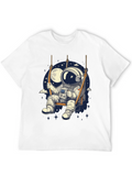 Astronaut on Swing Graphic Tee - Space Adventure T-Shirt