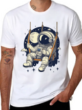 Astronaut on Swing Graphic Tee - Space Adventure T-Shirt