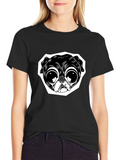 Pug Face Graphic Black T-Shirt