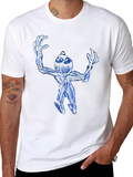 Abstract Blue Creature Black T-Shirt