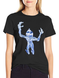 Abstract Blue Creature Black T-Shirt