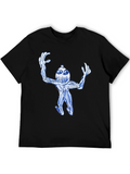 Abstract Blue Creature Black T-Shirt